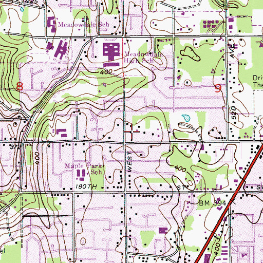 Topographic Map of Community Bible Fellowship Church, WA