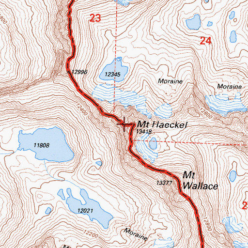 Topographic Map of Mount Haeckel, CA