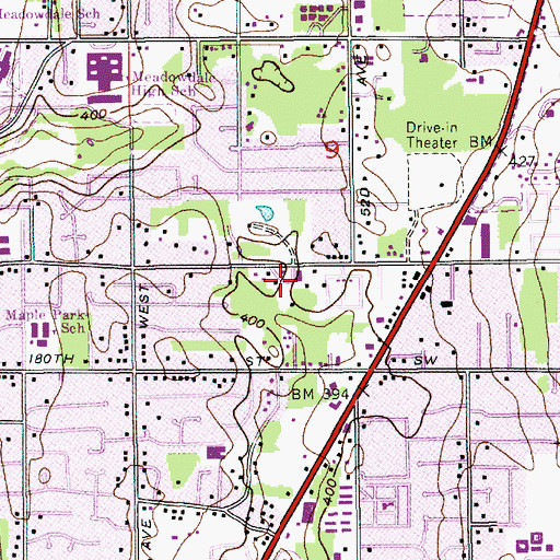 Topographic Map of Lynnwood Church of the Nazarene, WA