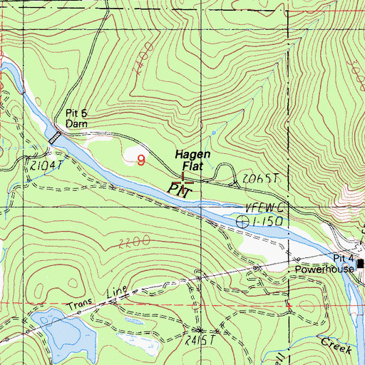 Topographic Map of Hagen Flat, CA