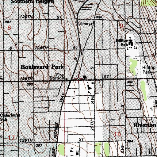 Topographic Map of Boulevard Park Presbyterian Church, WA