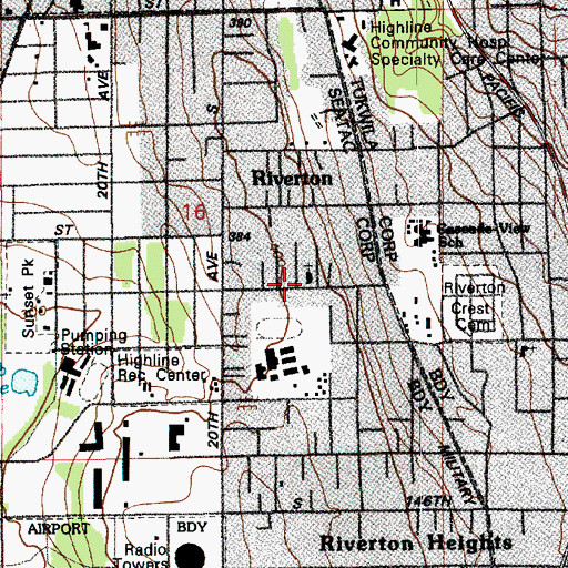 Topographic Map of Faith Deliverance Assembly Church, WA