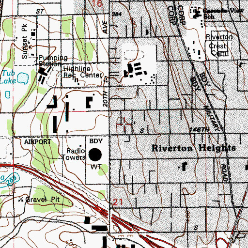 Topographic Map of Riverton Heights Baptist Church, WA