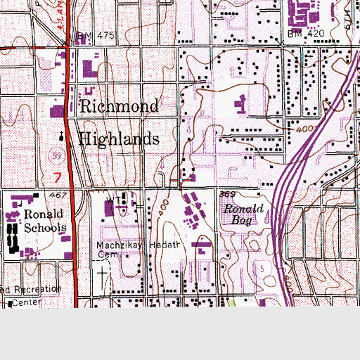 Topographic Map of Aurora Church of the Nazarene, WA