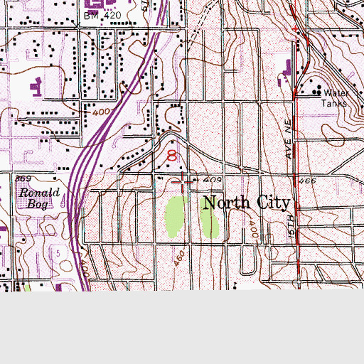 Topographic Map of Bethel Lutheran Church of Shoreline, WA