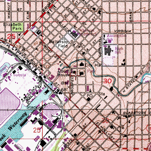 Topographic Map of Bellingham Public Library, WA