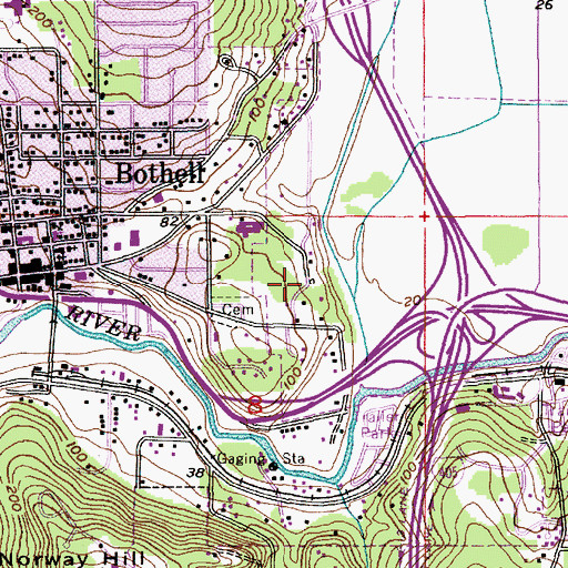 Topographic Map of University of Washington Bothell Campus Library, WA