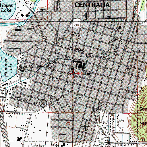 Topographic Map of Centralia College Kirk Library, WA