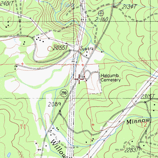 Topographic Map of Halcumb Cemetery, CA