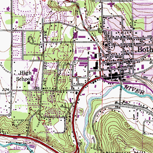 Topographic Map of Bothell Regional Library, WA