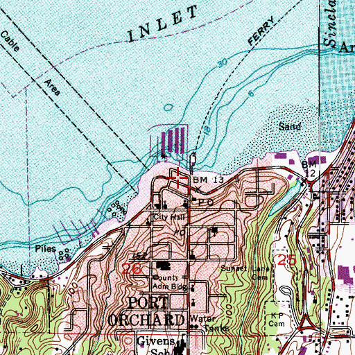 Topographic Map of Port Orchard Library, WA