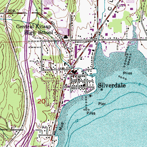 Topographic Map of Silverdale Library, WA
