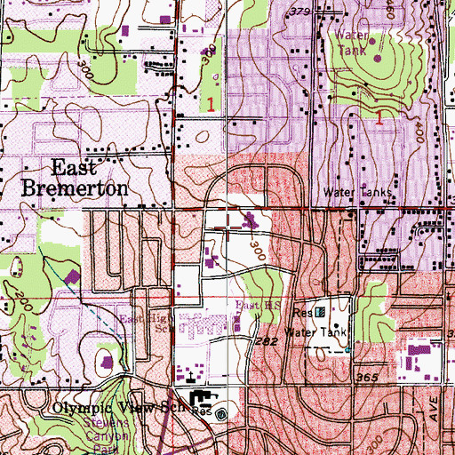 Topographic Map of Sylvan Way Library, WA