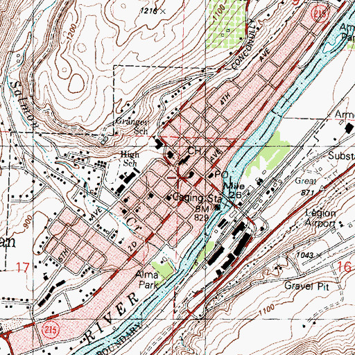 Topographic Map of Okanogan Community Library, WA