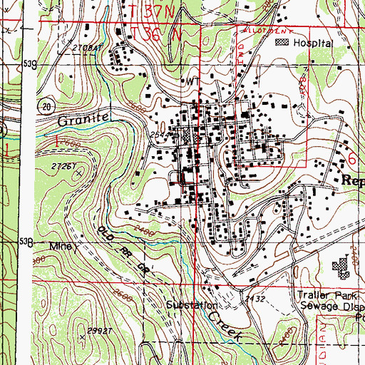 Topographic Map of Republic Community Library, WA