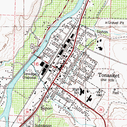Topographic Map of Tonasket Community Library, WA