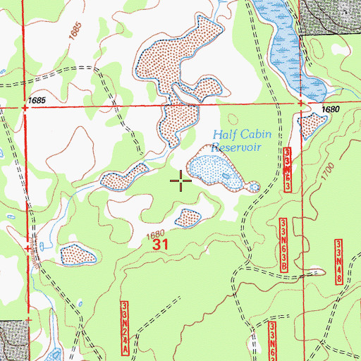 Topographic Map of Half Cabin Reservoir, CA