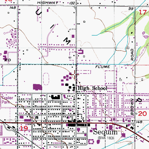 Topographic Map of Sequim Library, WA