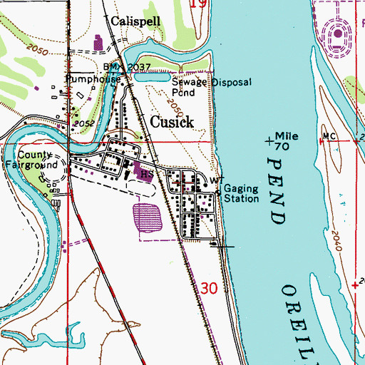 Topographic Map of Calispel Valley Library, WA