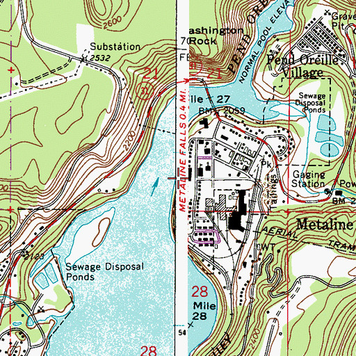 Topographic Map of Metalines Community Library, WA