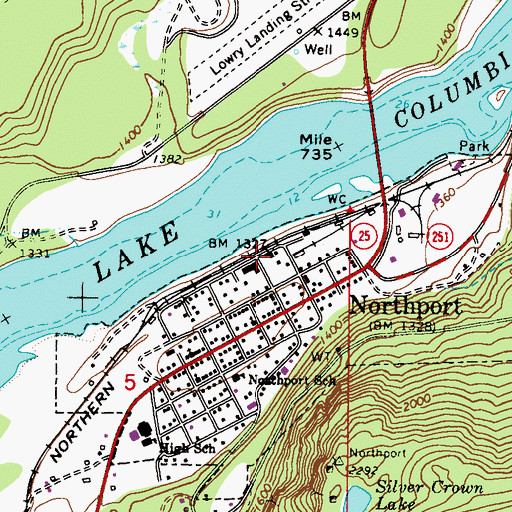 Topographic Map of Northport Community Library, WA