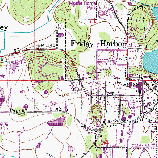 Topographic Map of San Juan Island Library, WA