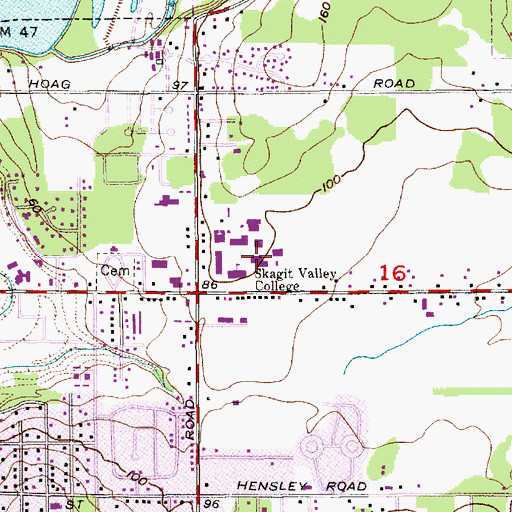 Topographic Map of Skagit Valley College Mount Vernon Campus Norwood Cole Library, WA