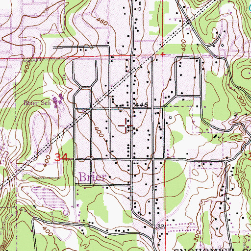 Topographic Map of Brier Library, WA
