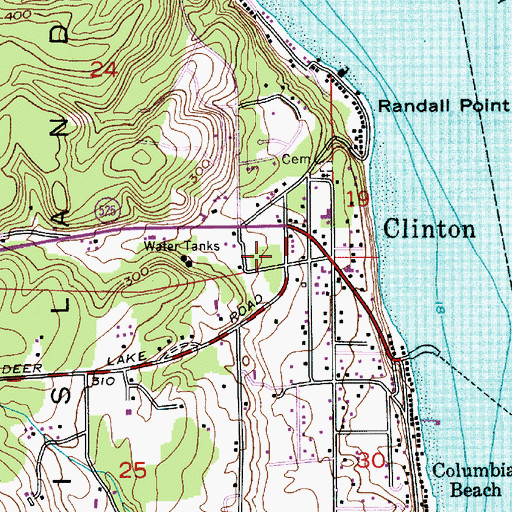 Topographic Map of Clinton Library, WA