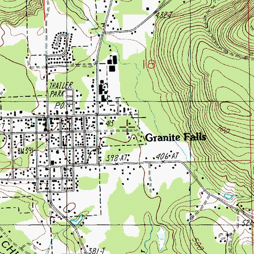 Topographic Map of Granite Falls Library, WA