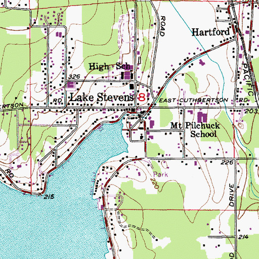 Topographic Map of Lake Stevens Library, WA