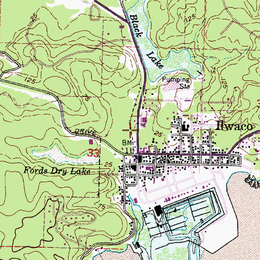Topographic Map of Ilwaco Timberland Library, WA