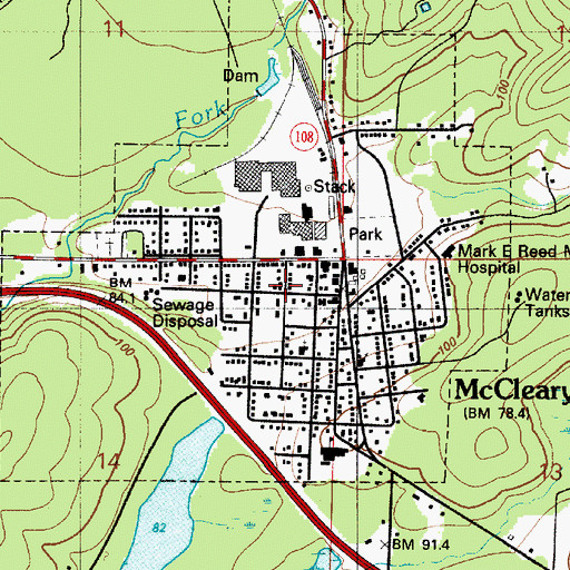 Topographic Map of McCleary Timberland Library, WA