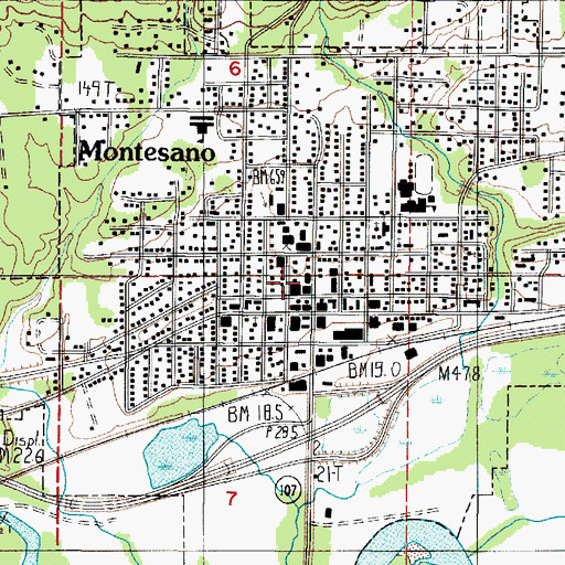 Topographic Map of Montesano Timberland Library - W H Abel Memorial Library, WA