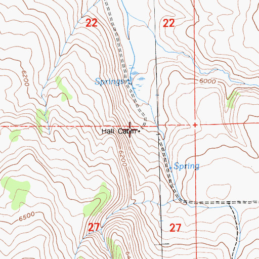 Topographic Map of Hall Cabin, CA