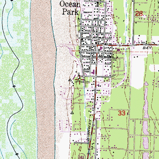 Topographic Map of Ocean Park Timberland Library, WA