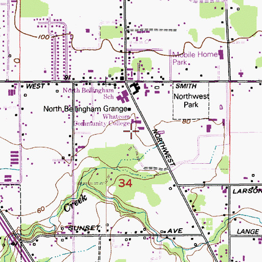Topographic Map of Whatcom County Library System Bellingham Public Library Central Services, WA