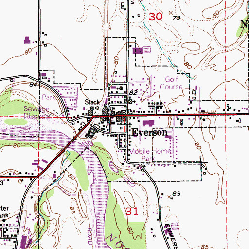 Topographic Map of Everson Library, WA
