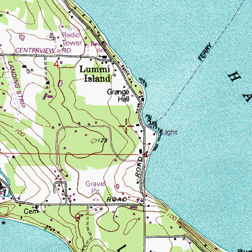 Topographic Map of Lummi Island Library, WA
