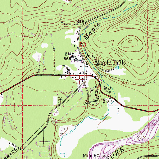 Topographic Map of Maple Falls Library, WA