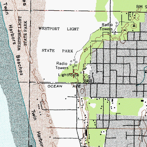 Topographic Map of Grays Harbor Lighthouse, WA