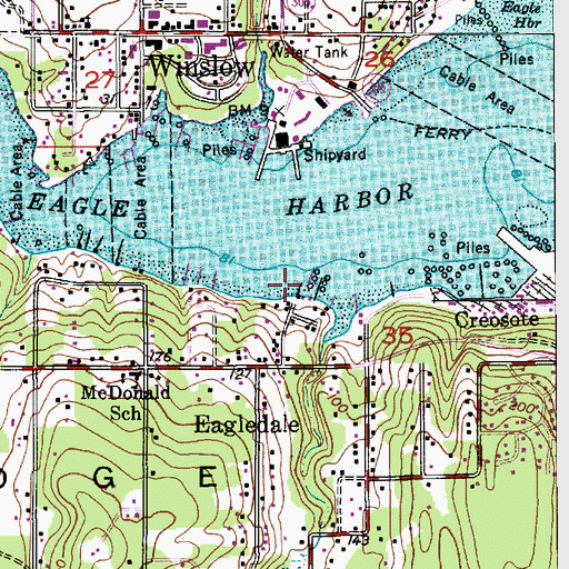 Topographic Map of Eagle Harbor Marina, WA