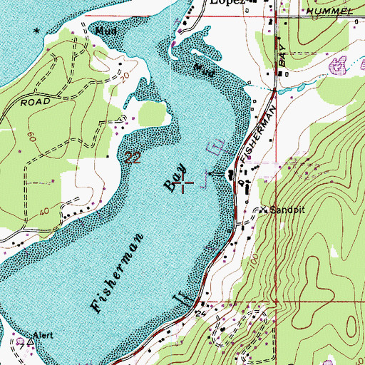 Topographic Map of Lopez Islander Marina, WA