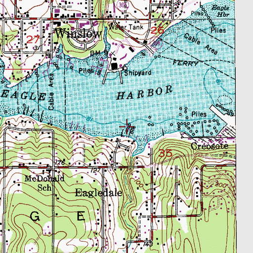 Topographic Map of Eagledale Moorings, WA