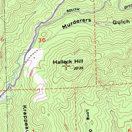 Topographic Map of Halleck Hill, CA