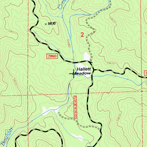 Topographic Map of Hallett Meadow, CA
