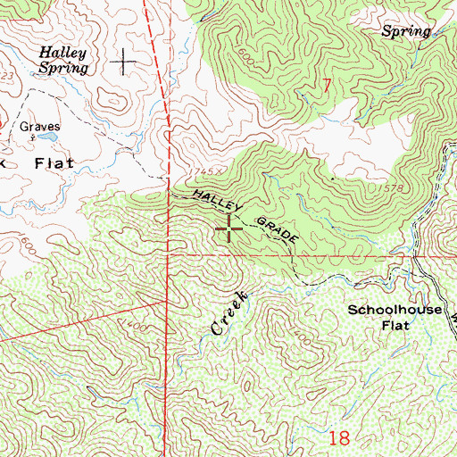 Topographic Map of Halley Grade, CA