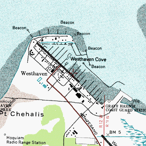 Topographic Map of Westport Marina, WA