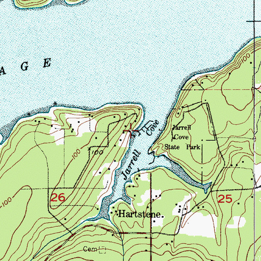 Topographic Map of Jarrell's Cove Marina, WA