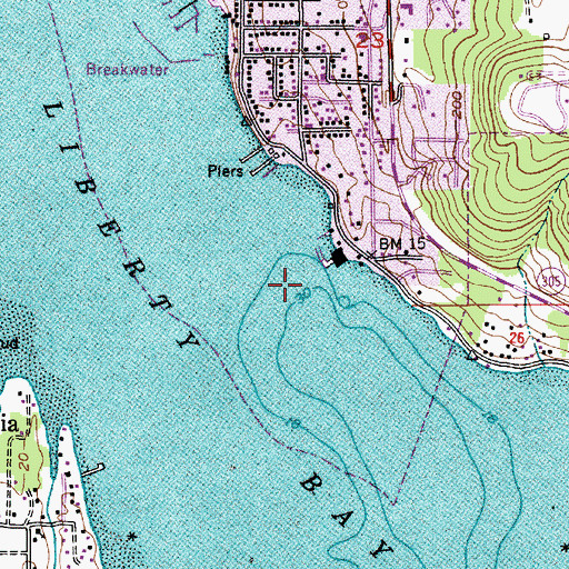 Topographic Map of Liberty Bay Marina, WA